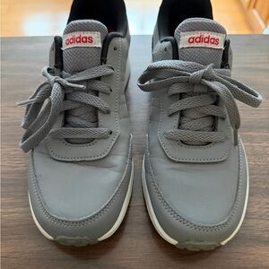 Adidas Gray and Red Lace-Up Sneakers